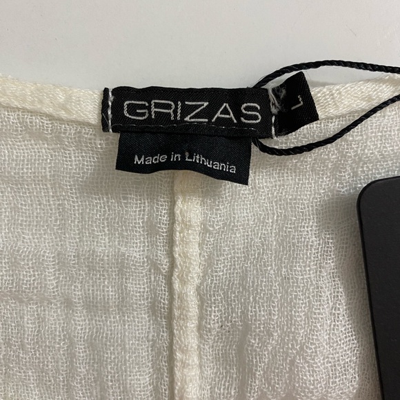 Grizas Crinkled Linen Top Size L Cream Long‎ Sleeve Minimalist Lagenlook NWT - Picture 3 of 10